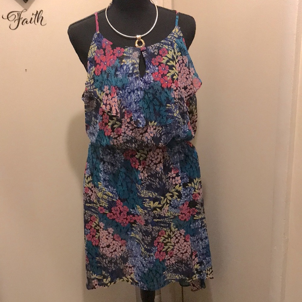 D) Michelle Bohbot Floral Spaghetti Strap Sundress - Multicolor with Lining